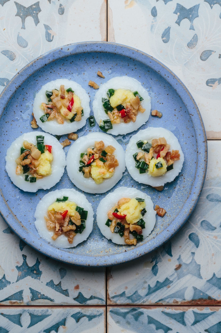 banh beo topped with dried shrimp floss