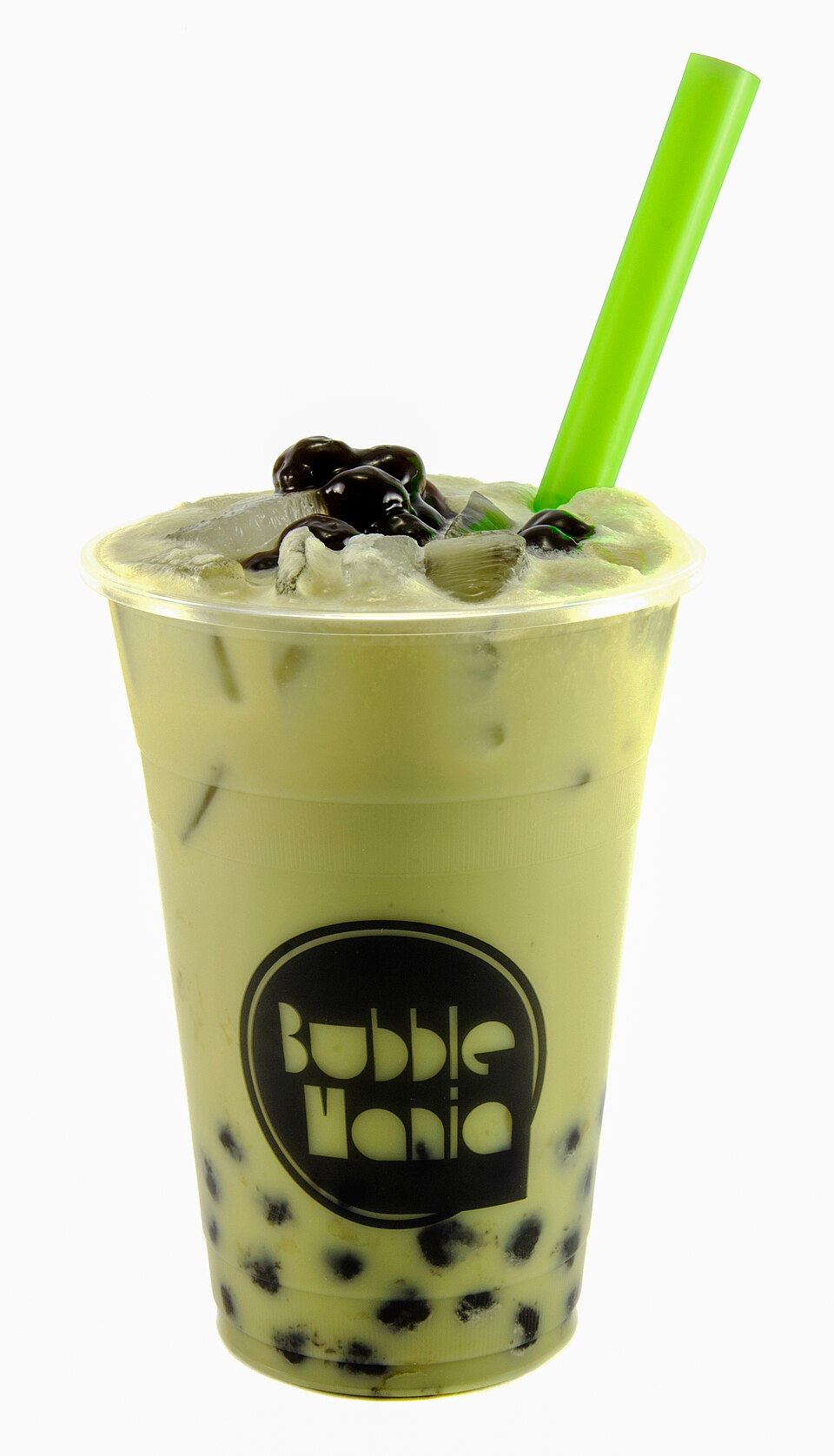 green mung bean milk tea cup with boba