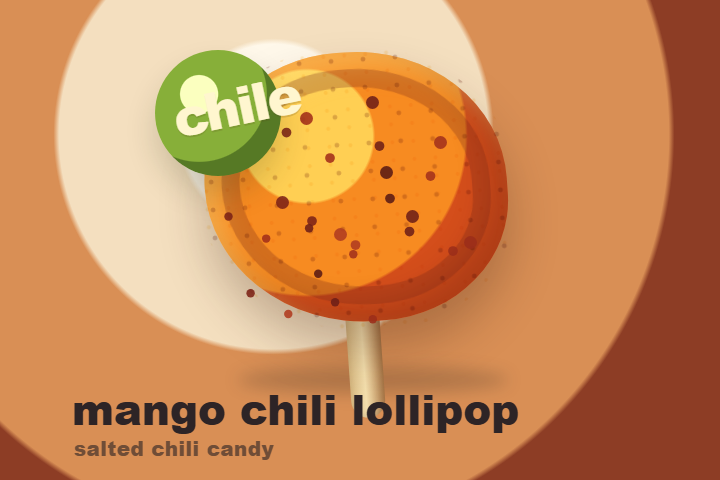 mango chili lollipop with chili salt coating